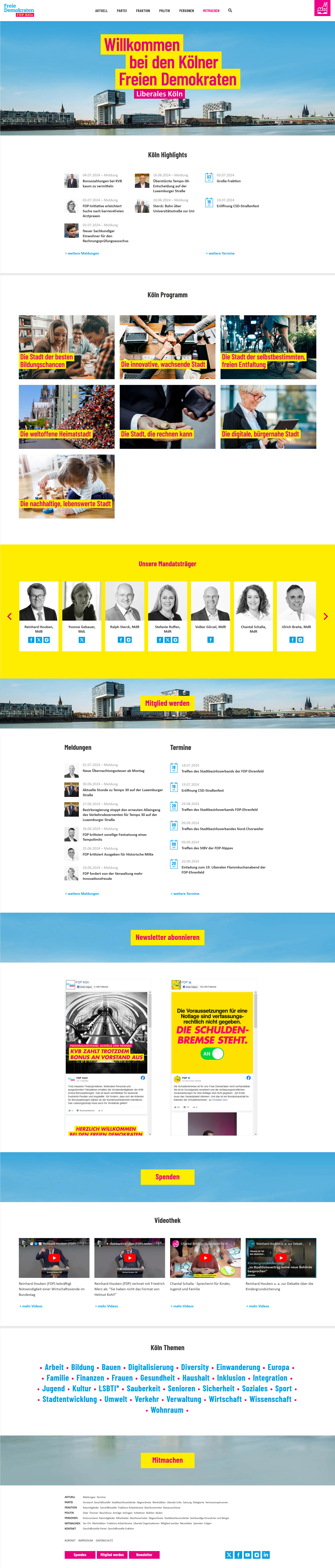 Webdesign Screenshot: FDP-Kreisverband Köln