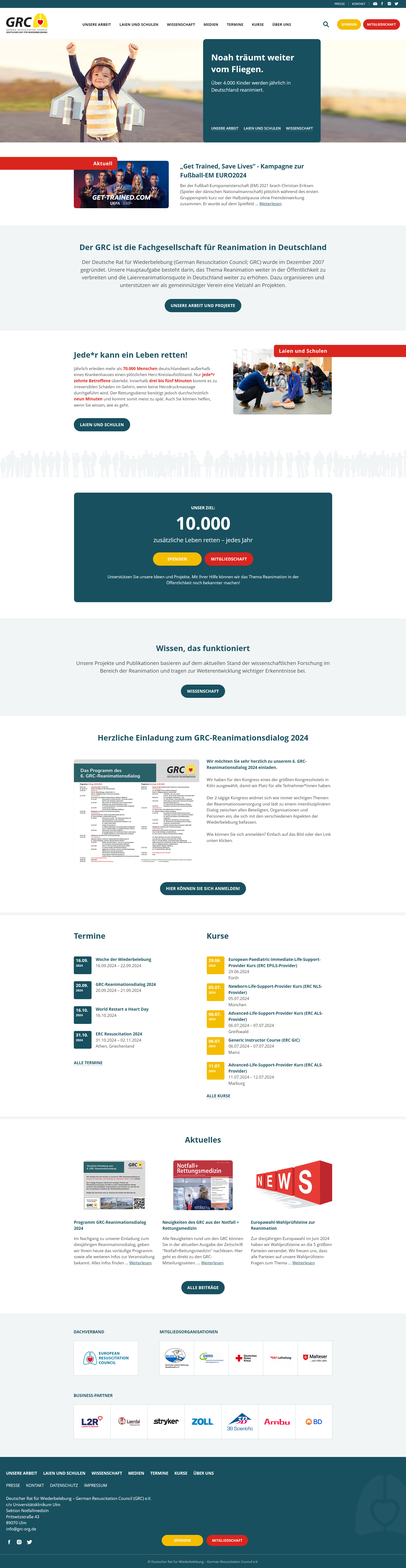 Webdesign Screenshot: German Resuscitation Council e.V. (GRC)