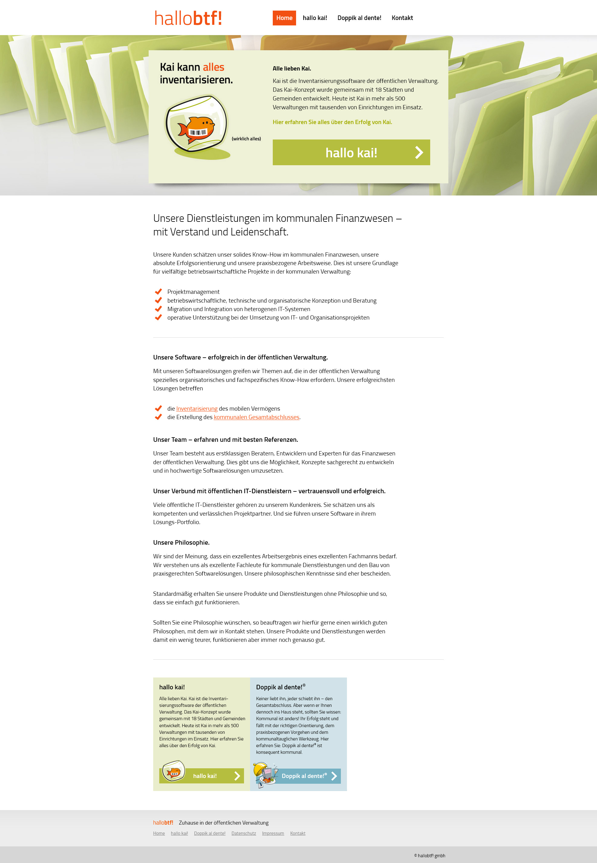 Webdesign Screenshot: Produkt-Websites der hallobtf! gmbh