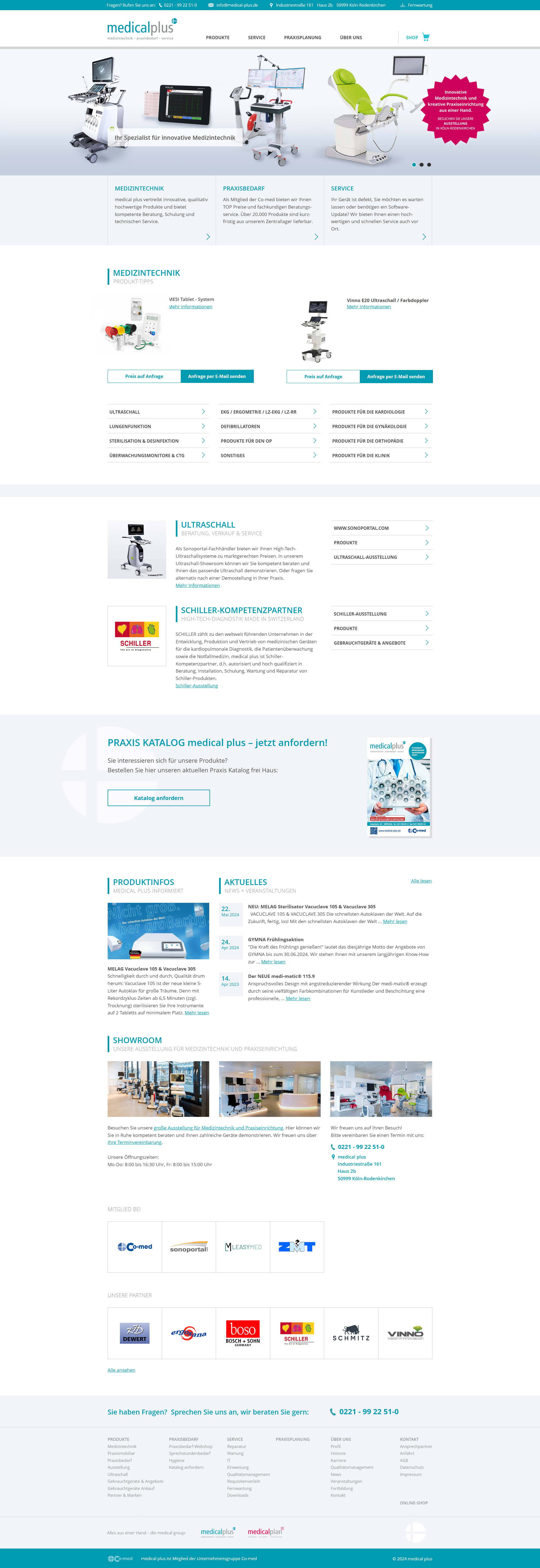 Webdesign Screenshot: medical plus – Medizintechnik · Praxisbedarf · Service