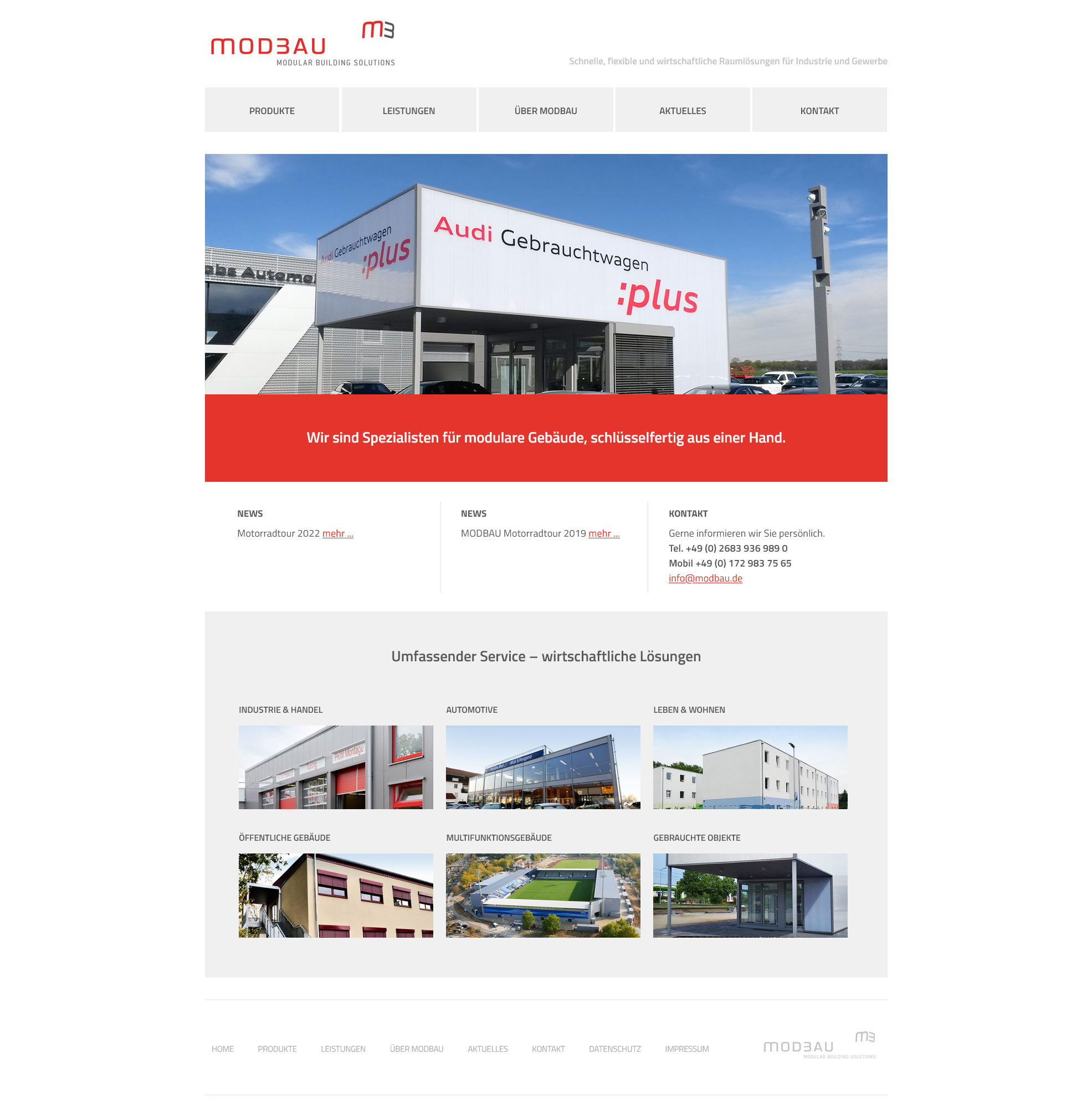 Webdesign Screenshot: MODBAU – Modular Building Solutions