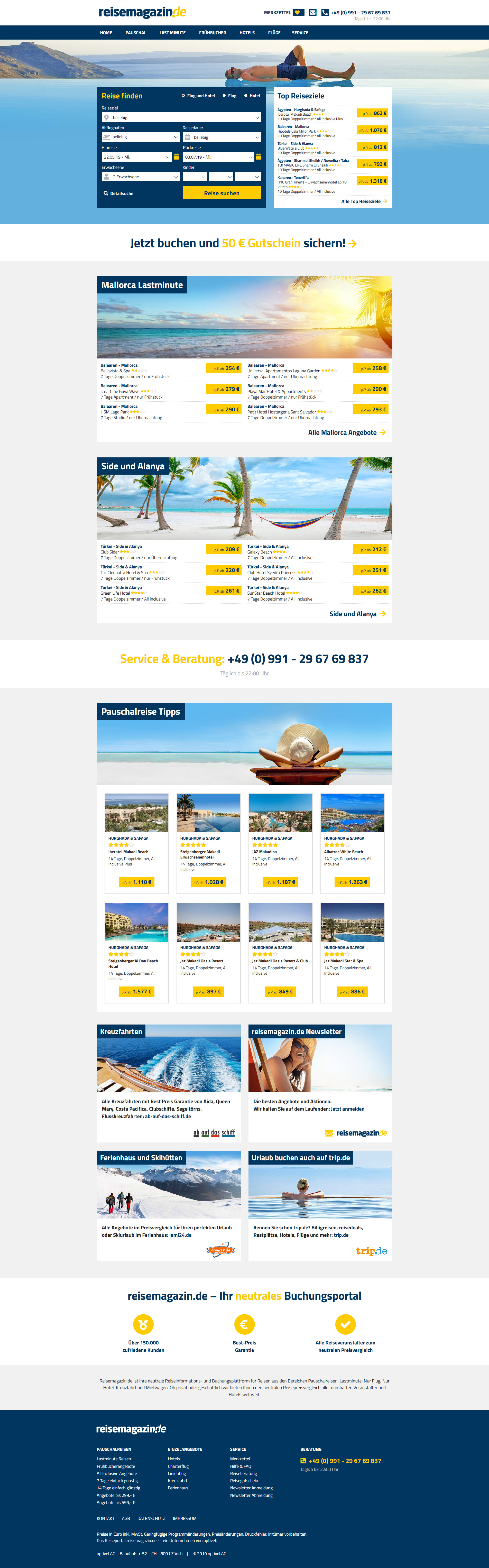 Webdesign Screenshot: reisemagazin.de – Ihr neutrales Reiseportal